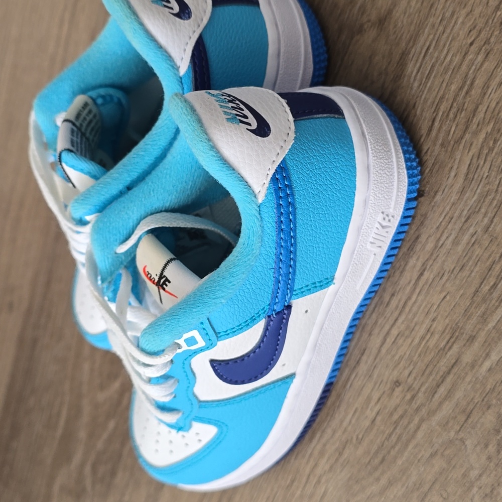 Nike Air Force 1 Kids Blue and White Sneakers